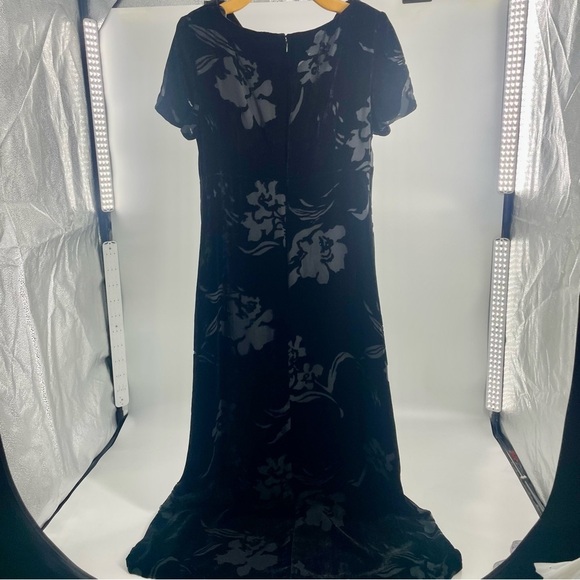 Vtg Donna Ricco Black Velvet Burnout Maxi Slip Dress Silk Size 10 Whimsygoth Y2K - Picture 7 of 14